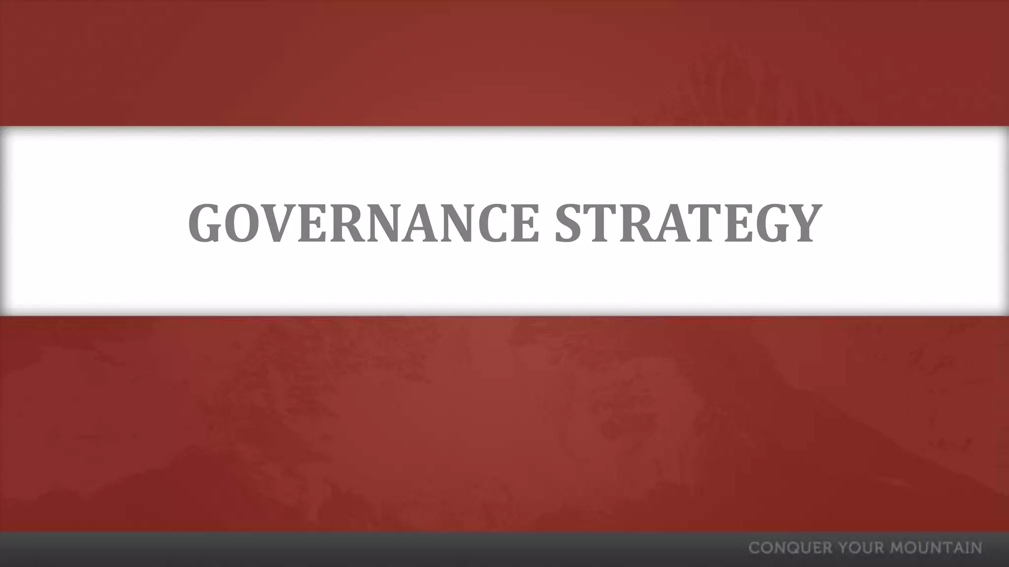 GOVERNANCE STRATEGY
 
