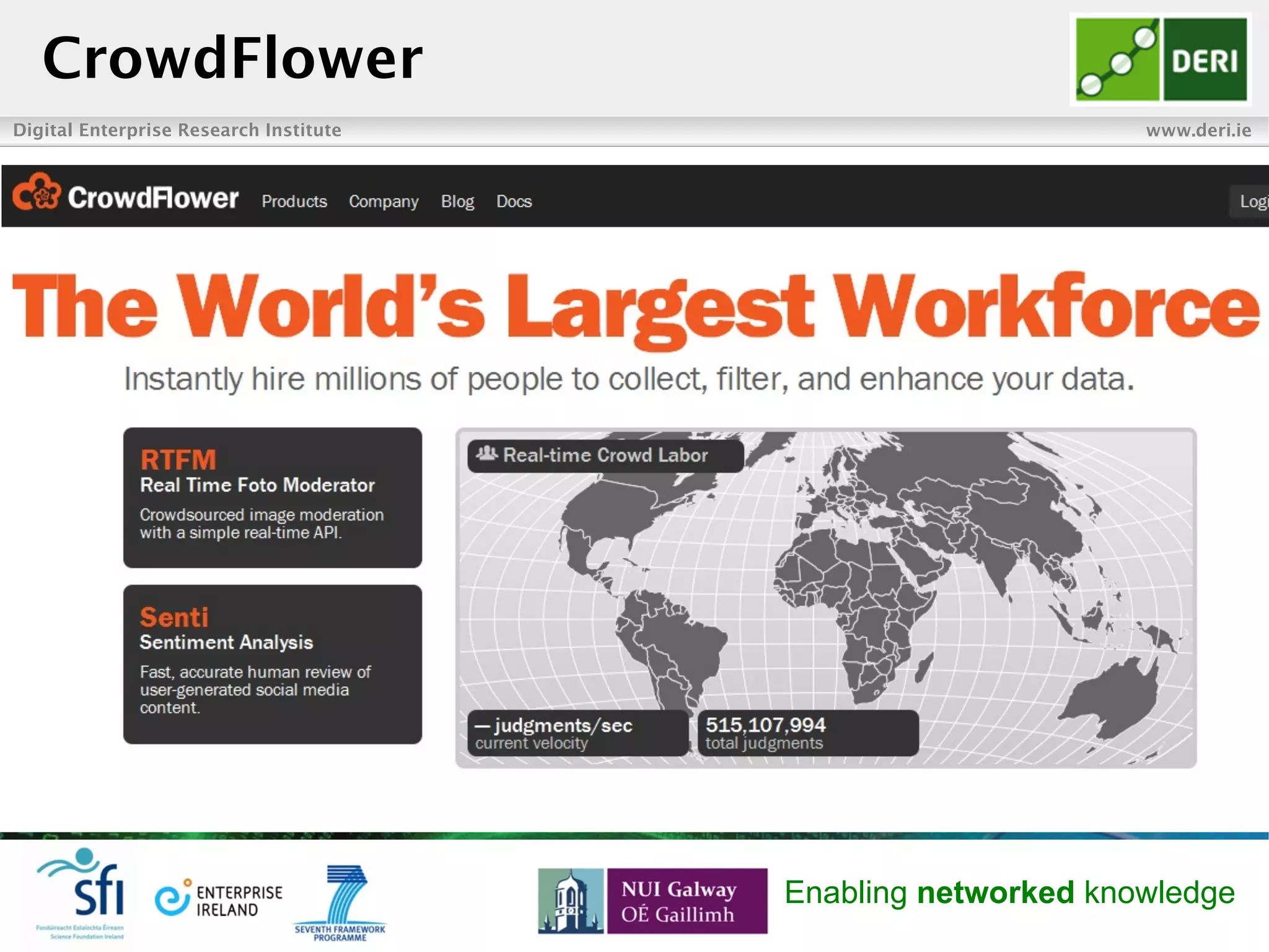 Digital Enterprise Research Institute www.deri.ie
Enabling networked knowledge
CrowdFlower
 