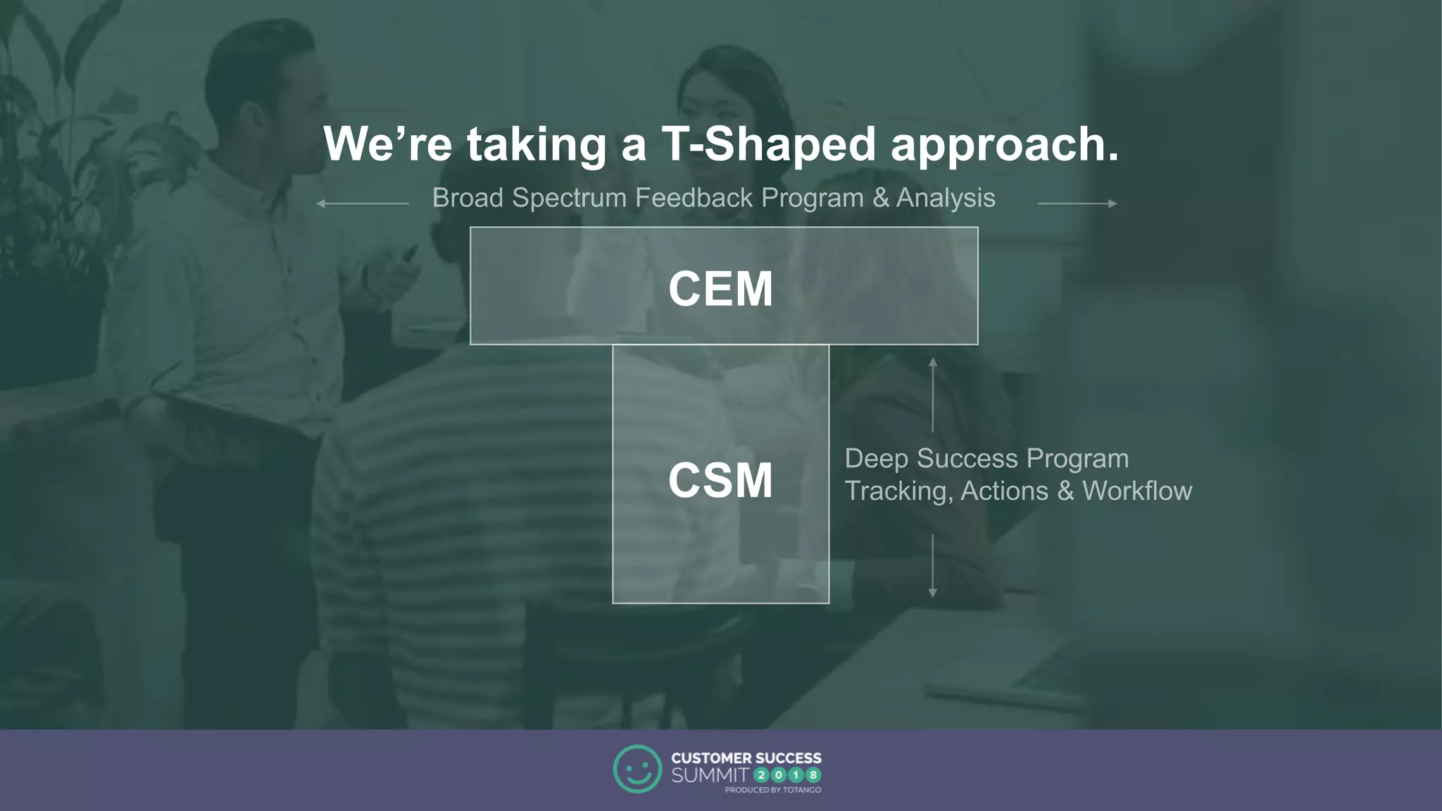 We’re taking a T-Shaped approach.
CEM
CSM
 