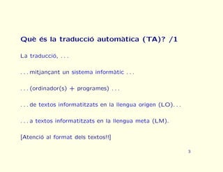 Curs urgent de traducci automtica