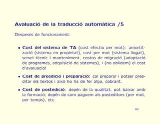Curs urgent de traducci automtica