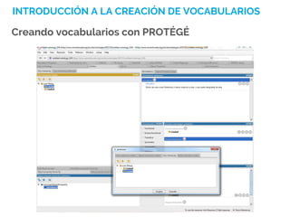 INTRODUCCIÓN A LA CREACIÓN DE VOCABULARIOS
Creando vocabularios con PROTÉGÉ
 