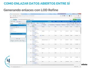 COMO ENLAZAR DATOS ABIERTOS ENTRE SÍ
Generando enlaces con LOD Refine
 