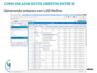 COMO ENLAZAR DATOS ABIERTOS ENTRE SÍ
Generando enlaces con LOD Refine
 