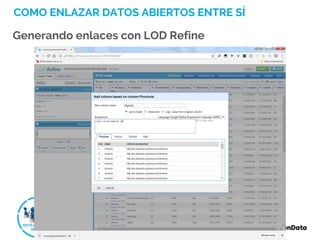 COMO ENLAZAR DATOS ABIERTOS ENTRE SÍ
Generando enlaces con LOD Refine
 