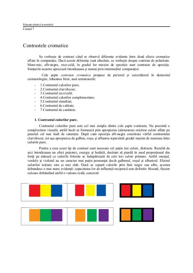 Curs 7 Contrastele Cromatice