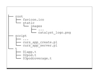 ├──   root
│     ├── favicon.ico
│     └── static
│         └── images
│             ├── ...
│             └── catalyst_logo.png
├──   script
│     ├── ...
│     ├── curs_app_create.pl
│     └── curs_app_server.pl
└──   t
      ├── 01app.t
      ├── 02pod.t
      └── 03podcoverage.t
 