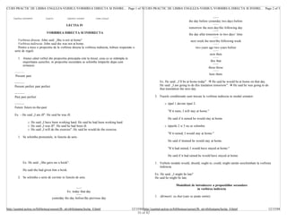 CURS PRACTIC DE LIMBA ENGLEZA-VERBUL/VORBIREA DIRECTA SI INDIRE... Page 1 of 5 CURS PRACTIC DE LIMBA ENGLEZA-VERBUL/VORBIREA DIRECTA SI INDIRE... Page 2 of 5


     Capitolul precedent         Cuprins         Capitolul urmator      Index Cursuri
                                                                                                                                                   the day before yesterday two days before
                                                 LECTIA IV
                                                                                                                                                    tomorrow the next day/the following day
                                  VORBIREA DIRECTA SI INDIRECTA                                                                                     the day after tomorrow in two days’ time
         Vorbirea directa: John said: „She is not at home"                                                                                           next week the next/the following week
         Vorbirea indirecta: John said she was not at home.
         Pentru a trece o propozitie de la vorbirea directa la vorbirea indirecta, trebuie respectate o                                                  two years ago two years before
      serie de reguli.
                                                                                                                                                                        now then
         1. Atunci când verbul din propozitia principala este la trecut, ceea ce se intâmpla in
            majoritatea cazurilor, in propozitia secundara se schimba timpurile dupa cum                                                                                 this that
            urmeaza:
                                                                                                                                                                    these those

                                                                                                                                                                        here there
       Present past
                                                                                                                          Ex. He said: „I’ll be at home today". à He said he would be at home on that day.
      Present perfect past perfect                                                                                        He said: „I am going to do this traslation tomorrow". à He said he was going to do
                                                                                                                          that translation the next day.

      Past past perfect                                                                                               3. Frazele conditionale sunt trecute la vorbirea indirecta in modul urmator:

                                                                                                                              ¡   tipul 1 devine tipul 2:
      Future future-in-the-past
                                                                                                                                  "If it rains, I will stay at home."
      Ex. – He said „I am ill". He said he was ill.
                                                                                                                                  He said if it rained he would stay at home.
                   ¡   He said „I have been working hard. He said he had been working hard.
                   ¡   He said „I was ill". He said he had been ill.                                                          ¡   tipurile 2 si 3 nu se schimba:
                   ¡   He said „I will do the exercise". He said he would do the exercise.
                                                                                                                                  "If it rained, I would stay at home."
         1. Se schimba pronumele, in functie de sens.
                                                                                                                                  He said if itrained he would stay at home.

                                                                                                                                  "If it had rained, I would have stayed at home."

                                                                                                                                  He said if it had rained he would have stayed at home.

              Ex. He said: „She gave me a book".                                                                      1. Verbele modale would, should, ought to, could, might ramân neschimbate la vorbirea
                                                                                                                         indirecta.
              He said she had given him a book.
                                                                                                                      Ex. He said: „I might be late"
         2. Se schimba o serie de cuvinte in functie de sens.                                                         He said he might be late.

                                                                                                                                        Modalitati de introducere a propozitiilor secundare
                                                                                                                                                       in vorbirea indirecta
                                                 Ex. today that day
                                                                                                                      1. Afirmatii: cu that (care se poate omite)
                                      yesterday the day before/the previous day


http://quintet.actrus.ro/biblioteca/cursuri/lb_str/obilisteanu/lectia_4.html                        12/15/04 http://quintet.actrus.ro/biblioteca/cursuri/lb_str/obilisteanu/lectia_4.html                  12/15/04
                                                                                                          16 of 42
 