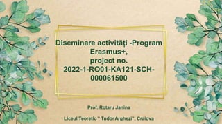 Diseminare activități -Program
Erasmus+,
project no.
2022-1-RO01-KA121-SCH-
000061500
 