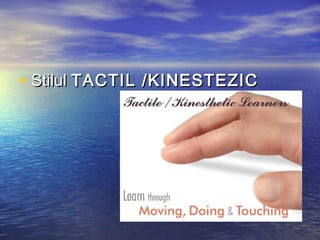 • Stilul TACTIL /KINESTEZIC
 