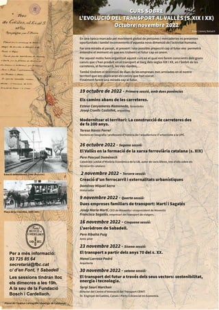 Per a més informació:
93 725 85 64
secretaria@fbc.cat
c/ d’en Font, 1 Sabadell
Les sessions tindran lloc
els dimecres a le...