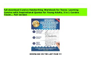 DOWNLOAD ON THE LAST PAGE !!!!
Download direct Cursive Handwriting Workbook for Teens: Learning Cursive with Inspirational Quotes for Young Adults, 3 in 1 Cursive Tracin... Don't hesitate Click https://next-download01.blogspot.co.uk/?book=1707818444 Cursive Handwriting Workbook for Teens: Learning Cursive with Inspirational Quotes for Young Adults, 3 in 1 Cursive Tracing Book Including over 130 Pages of Exercises with Letters, Words and Sentences Download Online PDF Cursive Handwriting Workbook for Teens: Learning Cursive with Inspirational Quotes for Young Adults, 3 in 1 Cursive Tracin..., Download PDF Cursive Handwriting Workbook for Teens: Learning Cursive with Inspirational Quotes for Young Adults, 3 in 1 Cursive Tracin..., Download Full PDF Cursive Handwriting Workbook for Teens: Learning Cursive with Inspirational Quotes for Young Adults, 3 in 1 Cursive Tracin..., Download PDF and EPUB Cursive Handwriting Workbook for Teens: Learning Cursive with Inspirational Quotes for Young Adults, 3 in 1 Cursive Tracin..., Read PDF ePub Mobi Cursive Handwriting Workbook for Teens: Learning Cursive with Inspirational Quotes for Young Adults, 3 in 1 Cursive Tracin..., Downloading PDF Cursive Handwriting Workbook for Teens: Learning Cursive with Inspirational Quotes for Young Adults, 3 in 1 Cursive Tracin..., Download Book PDF Cursive Handwriting Workbook for Teens: Learning Cursive with Inspirational Quotes for Young Adults, 3 in 1 Cursive Tracin..., Read online Cursive Handwriting Workbook for Teens: Learning Cursive with Inspirational Quotes for Young Adults, 3 in 1 Cursive Tracin..., Read Cursive Handwriting Workbook for Teens: Learning Cursive with Inspirational Quotes for Young Adults, 3 in 1 Cursive Tracin... pdf, Read epub Cursive Handwriting Workbook for Teens: Learning Cursive with Inspirational Quotes for Young Adults, 3 in 1 Cursive Tracin..., Download pdf Cursive Handwriting Workbook for Teens: Learning Cursive with Inspirational Quotes for Young Adults, 3 in 1 Cursive Tracin..., Download
ebook Cursive Handwriting Workbook for Teens: Learning Cursive with Inspirational Quotes for Young Adults, 3 in 1 Cursive Tracin..., Download pdf Cursive Handwriting Workbook for Teens: Learning Cursive with Inspirational Quotes for Young Adults, 3 in 1 Cursive Tracin..., Cursive Handwriting Workbook for Teens: Learning Cursive with Inspirational Quotes for Young Adults, 3 in 1 Cursive Tracin... Online Read Best Book Online Cursive Handwriting Workbook for Teens: Learning Cursive with Inspirational Quotes for Young Adults, 3 in 1 Cursive Tracin..., Read Online Cursive Handwriting Workbook for Teens: Learning Cursive with Inspirational Quotes for Young Adults, 3 in 1 Cursive Tracin... Book, Download Online Cursive Handwriting Workbook for Teens: Learning Cursive with Inspirational Quotes for Young Adults, 3 in 1 Cursive Tracin... E-Books, Read Cursive Handwriting Workbook for Teens: Learning Cursive with Inspirational Quotes for Young Adults, 3 in 1 Cursive Tracin... Online, Download Best Book Cursive Handwriting Workbook for Teens: Learning Cursive with Inspirational Quotes for Young Adults, 3 in 1 Cursive Tracin... Online, Read Cursive Handwriting Workbook for Teens: Learning Cursive with Inspirational Quotes for Young Adults, 3 in 1 Cursive Tracin... Books Online Download Cursive Handwriting Workbook for Teens: Learning Cursive with Inspirational Quotes for Young Adults, 3 in 1 Cursive Tracin... Full Collection, Read Cursive Handwriting Workbook for Teens: Learning Cursive with Inspirational Quotes for Young Adults, 3 in 1 Cursive Tracin... Book, Read Cursive Handwriting Workbook for Teens: Learning Cursive with Inspirational Quotes for Young Adults, 3 in 1 Cursive Tracin... Ebook Cursive Handwriting Workbook for Teens: Learning Cursive with Inspirational Quotes for Young Adults, 3 in 1 Cursive Tracin... PDF Read online, Cursive Handwriting Workbook for Teens: Learning Cursive with Inspirational Quotes for Young Adults, 3 in 1 Cursive Tracin... pdf Read online, Cursive
Handwriting Workbook for Teens: Learning Cursive with Inspirational Quotes for Young Adults, 3 in 1 Cursive Tracin... Read, Read Cursive Handwriting Workbook for Teens: Learning Cursive with Inspirational Quotes for Young Adults, 3 in 1 Cursive Tracin... Full PDF, Read Cursive Handwriting Workbook for Teens: Learning Cursive with Inspirational Quotes for Young Adults, 3 in 1 Cursive Tracin... PDF Online, Download Cursive Handwriting Workbook for Teens: Learning Cursive with Inspirational Quotes for Young Adults, 3 in 1 Cursive Tracin... Books Online, Read Cursive Handwriting Workbook for Teens: Learning Cursive with Inspirational Quotes for Young Adults, 3 in 1 Cursive Tracin... Full Popular PDF, PDF Cursive Handwriting Workbook for Teens: Learning Cursive with Inspirational Quotes for Young Adults, 3 in 1 Cursive Tracin... Read Book PDF Cursive Handwriting Workbook for Teens: Learning Cursive with Inspirational Quotes for Young Adults, 3 in 1 Cursive Tracin..., Read online PDF Cursive Handwriting Workbook for Teens: Learning Cursive with Inspirational Quotes for Young Adults, 3 in 1 Cursive Tracin..., Download Best Book Cursive Handwriting Workbook for Teens: Learning Cursive with Inspirational Quotes for Young Adults, 3 in 1 Cursive Tracin..., Download PDF Cursive Handwriting Workbook for Teens: Learning Cursive with Inspirational Quotes for Young Adults, 3 in 1 Cursive Tracin... Collection, Download PDF Cursive Handwriting Workbook for Teens: Learning Cursive with Inspirational Quotes for Young Adults, 3 in 1 Cursive Tracin... Full Online, Read Best Book Online Cursive Handwriting Workbook for Teens: Learning Cursive with Inspirational Quotes for Young Adults, 3 in 1 Cursive Tracin..., Read Cursive Handwriting Workbook for Teens: Learning Cursive with Inspirational Quotes for Young Adults, 3 in 1 Cursive Tracin... PDF files, Read PDF Free sample Cursive Handwriting Workbook for Teens: Learning Cursive with Inspirational Quotes for Young Adults, 3 in 1 Cursive Tracin...,
Download PDF Cursive Handwriting Workbook for Teens: Learning Cursive with Inspirational Quotes for Young Adults, 3 in 1 Cursive Tracin... Free access, Download Cursive Handwriting Workbook for Teens: Learning Cursive with Inspirational Quotes for Young Adults, 3 in 1 Cursive Tracin... cheapest, Read Cursive Handwriting Workbook for Teens: Learning Cursive with Inspirational Quotes for Young Adults, 3 in 1 Cursive Tracin... Free acces unlimited
full download Cursive Handwriting Workbook for Teens: Learning
Cursive with Inspirational Quotes for Young Adults, 3 in 1 Cursive
Tracin... Full version
 