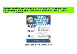 DOWNLOAD ON THE LAST PAGE !!!!
Download direct Cursive Handwriting Workbook for Teens: Learning Cursive with Inspirational Quotes for Young Adults, 3 in 1 Cursive Tracin... Don't hesitate Click https://barokalloh01.blogspot.com/?book=1707818444 Cursive Handwriting Workbook for Teens: Learning Cursive with Inspirational Quotes for Young Adults, 3 in 1 Cursive Tracing Book Including over 130 Pages of Exercises with Letters, Words and Sentences Download Online PDF Cursive Handwriting Workbook for Teens: Learning Cursive with Inspirational Quotes for Young Adults, 3 in 1 Cursive Tracin..., Read PDF Cursive Handwriting Workbook for Teens: Learning Cursive with Inspirational Quotes for Young Adults, 3 in 1 Cursive Tracin..., Download Full PDF Cursive Handwriting Workbook for Teens: Learning Cursive with Inspirational Quotes for Young Adults, 3 in 1 Cursive Tracin..., Read PDF and EPUB Cursive Handwriting Workbook for Teens: Learning Cursive with Inspirational Quotes for Young Adults, 3 in 1 Cursive Tracin..., Download PDF ePub Mobi Cursive Handwriting Workbook for Teens: Learning Cursive with Inspirational Quotes for Young Adults, 3 in 1 Cursive Tracin..., Reading PDF Cursive Handwriting Workbook for Teens: Learning Cursive with Inspirational Quotes for Young Adults, 3 in 1 Cursive Tracin..., Read Book PDF Cursive Handwriting Workbook for Teens: Learning Cursive with Inspirational Quotes for Young Adults, 3 in 1 Cursive Tracin..., Download online Cursive Handwriting Workbook for Teens: Learning Cursive with Inspirational Quotes for Young Adults, 3 in 1 Cursive Tracin..., Download Cursive Handwriting Workbook for Teens: Learning Cursive with Inspirational Quotes for Young Adults, 3 in 1 Cursive Tracin... pdf, Read epub Cursive Handwriting Workbook for Teens: Learning Cursive with Inspirational Quotes for Young Adults, 3 in 1 Cursive Tracin..., Download pdf Cursive Handwriting Workbook for Teens: Learning Cursive with Inspirational Quotes for Young Adults, 3 in 1 Cursive Tracin..., Download ebook
Cursive Handwriting Workbook for Teens: Learning Cursive with Inspirational Quotes for Young Adults, 3 in 1 Cursive Tracin..., Read pdf Cursive Handwriting Workbook for Teens: Learning Cursive with Inspirational Quotes for Young Adults, 3 in 1 Cursive Tracin..., Cursive Handwriting Workbook for Teens: Learning Cursive with Inspirational Quotes for Young Adults, 3 in 1 Cursive Tracin... Online Read Best Book Online Cursive Handwriting Workbook for Teens: Learning Cursive with Inspirational Quotes for Young Adults, 3 in 1 Cursive Tracin..., Download Online Cursive Handwriting Workbook for Teens: Learning Cursive with Inspirational Quotes for Young Adults, 3 in 1 Cursive Tracin... Book, Download Online Cursive Handwriting Workbook for Teens: Learning Cursive with Inspirational Quotes for Young Adults, 3 in 1 Cursive Tracin... E-Books, Read Cursive Handwriting Workbook for Teens: Learning Cursive with Inspirational Quotes for Young Adults, 3 in 1 Cursive Tracin... Online, Download Best Book Cursive Handwriting Workbook for Teens: Learning Cursive with Inspirational Quotes for Young Adults, 3 in 1 Cursive Tracin... Online, Read Cursive Handwriting Workbook for Teens: Learning Cursive with Inspirational Quotes for Young Adults, 3 in 1 Cursive Tracin... Books Online Read Cursive Handwriting Workbook for Teens: Learning Cursive with Inspirational Quotes for Young Adults, 3 in 1 Cursive Tracin... Full Collection, Download Cursive Handwriting Workbook for Teens: Learning Cursive with Inspirational Quotes for Young Adults, 3 in 1 Cursive Tracin... Book, Read Cursive Handwriting Workbook for Teens: Learning Cursive with Inspirational Quotes for Young Adults, 3 in 1 Cursive Tracin... Ebook Cursive Handwriting Workbook for Teens: Learning Cursive with Inspirational Quotes for Young Adults, 3 in 1 Cursive Tracin... PDF Read online, Cursive Handwriting Workbook for Teens: Learning Cursive with Inspirational Quotes for Young Adults, 3 in 1 Cursive Tracin... pdf Read online, Cursive Handwriting
Workbook for Teens: Learning Cursive with Inspirational Quotes for Young Adults, 3 in 1 Cursive Tracin... Read, Read Cursive Handwriting Workbook for Teens: Learning Cursive with Inspirational Quotes for Young Adults, 3 in 1 Cursive Tracin... Full PDF, Read Cursive Handwriting Workbook for Teens: Learning Cursive with Inspirational Quotes for Young Adults, 3 in 1 Cursive Tracin... PDF Online, Read Cursive Handwriting Workbook for Teens: Learning Cursive with Inspirational Quotes for Young Adults, 3 in 1 Cursive Tracin... Books Online, Download Cursive Handwriting Workbook for Teens: Learning Cursive with Inspirational Quotes for Young Adults, 3 in 1 Cursive Tracin... Full Popular PDF, PDF Cursive Handwriting Workbook for Teens: Learning Cursive with Inspirational Quotes for Young Adults, 3 in 1 Cursive Tracin... Download Book PDF Cursive Handwriting Workbook for Teens: Learning Cursive with Inspirational Quotes for Young Adults, 3 in 1 Cursive Tracin..., Read online PDF Cursive Handwriting Workbook for Teens: Learning Cursive with Inspirational Quotes for Young Adults, 3 in 1 Cursive Tracin..., Download Best Book Cursive Handwriting Workbook for Teens: Learning Cursive with Inspirational Quotes for Young Adults, 3 in 1 Cursive Tracin..., Download PDF Cursive Handwriting Workbook for Teens: Learning Cursive with Inspirational Quotes for Young Adults, 3 in 1 Cursive Tracin... Collection, Download PDF Cursive Handwriting Workbook for Teens: Learning Cursive with Inspirational Quotes for Young Adults, 3 in 1 Cursive Tracin... Full Online, Read Best Book Online Cursive Handwriting Workbook for Teens: Learning Cursive with Inspirational Quotes for Young Adults, 3 in 1 Cursive Tracin..., Read Cursive Handwriting Workbook for Teens: Learning Cursive with Inspirational Quotes for Young Adults, 3 in 1 Cursive Tracin... PDF files, Read PDF Free sample Cursive Handwriting Workbook for Teens: Learning Cursive with Inspirational Quotes for Young Adults, 3 in 1 Cursive Tracin..., Read PDF
Cursive Handwriting Workbook for Teens: Learning Cursive with Inspirational Quotes for Young Adults, 3 in 1 Cursive Tracin... Free access, Read Cursive Handwriting Workbook for Teens: Learning Cursive with Inspirational Quotes for Young Adults, 3 in 1 Cursive Tracin... cheapest, Download Cursive Handwriting Workbook for Teens: Learning Cursive with Inspirational Quotes for Young Adults, 3 in 1 Cursive Tracin... Free acces unlimited
[DOWNLOAD] Cursive Handwriting Workbook for Teens: Learning
Cursive with Inspirational Quotes for Young Adults, 3 in 1 Cursive
Tracin... [DOWNLOAD]
 