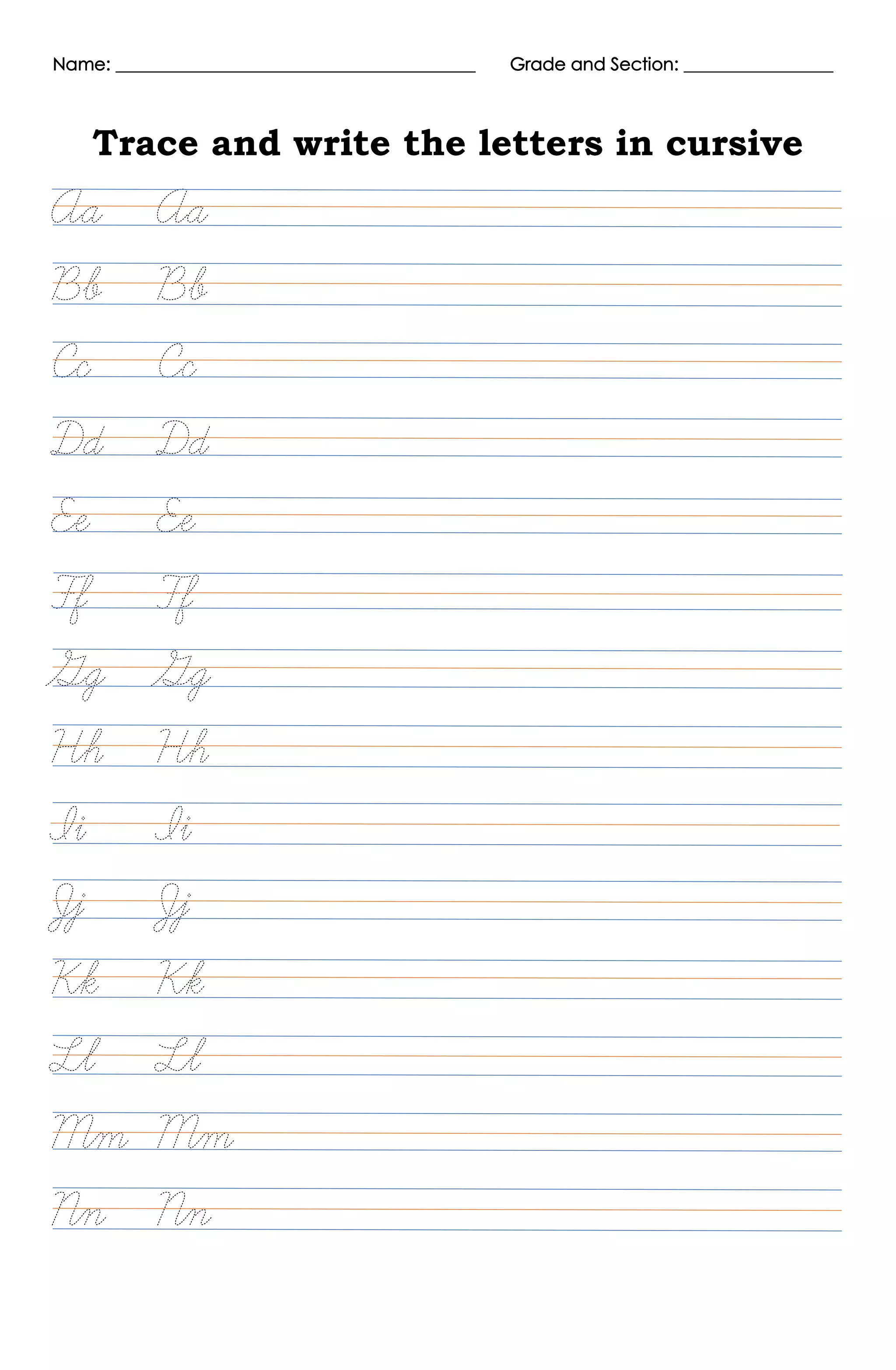 Cursive Letters Worksheet | PDF | Drawing and Sketching | Arts and Crafts