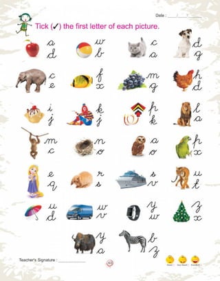 Cursive small writing class lkg