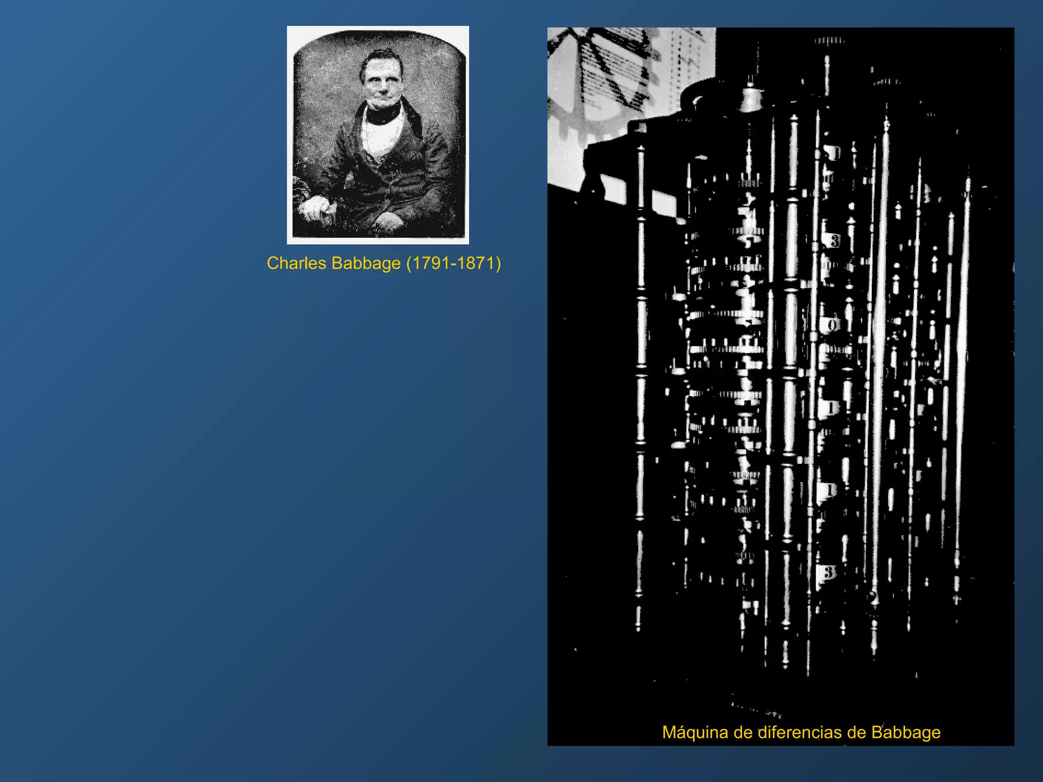 Charles Babbage (1791-1871)

Máquina de diferencias de Babbage

 