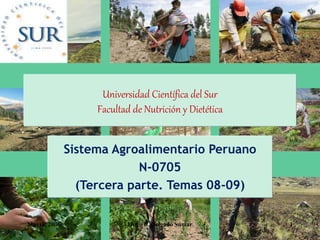 Marzo, 2006 Hugo E. Delgado Súmar 1
Universidad Científica del Sur
Facultad de Nutrición y Dietética
Sistema Agroalimentario Peruano
N-0705
(Tercera parte. Temas 08-09)
 