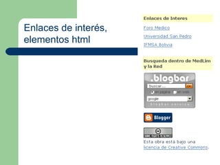 Enlaces de interés, elementos html  