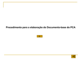 Procedimento para a elaboração do Documento-base do PCA
 