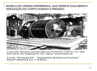 134
MODELO DE CÂMARA HIPERBÁRICA, QUE PERMITE EQUILIBRAR A
ADEQUAÇÃO DO CORPO HUMANO À PRESSÃO.
 