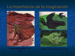 Johannes Kepler (XVII
DC)
Luciano de Samosata (II AC)
La importancia de la imaginaciónLa importancia de la imaginación
 