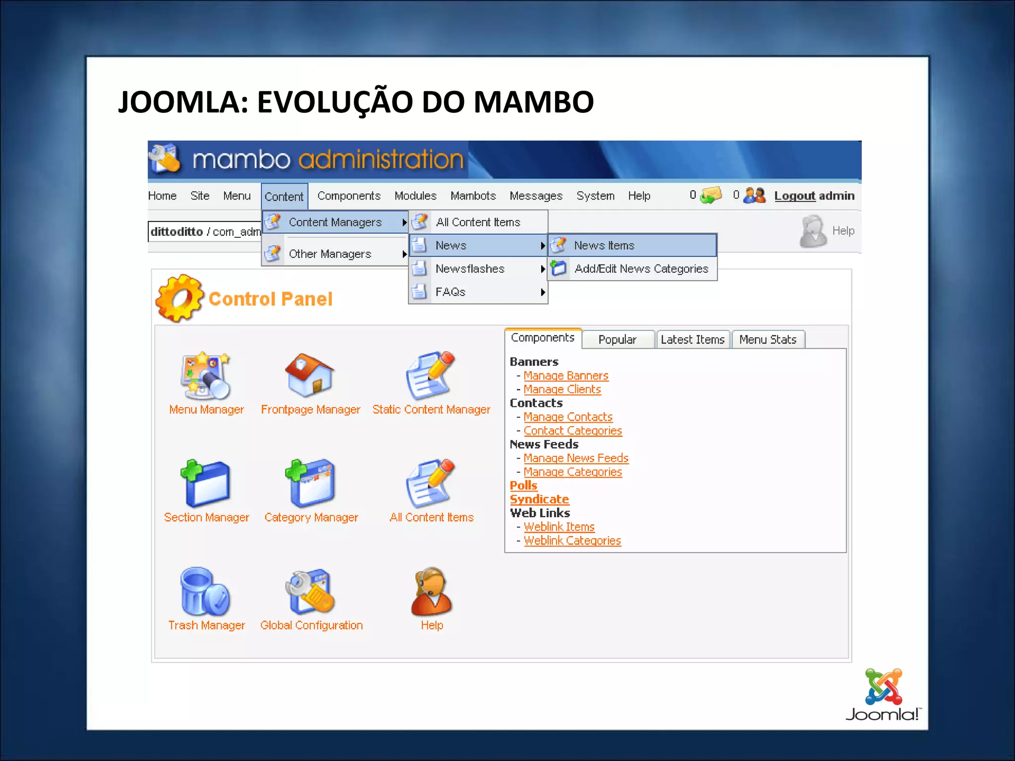 JOOMLA: EVOLUÇÃO DO MAMBO 