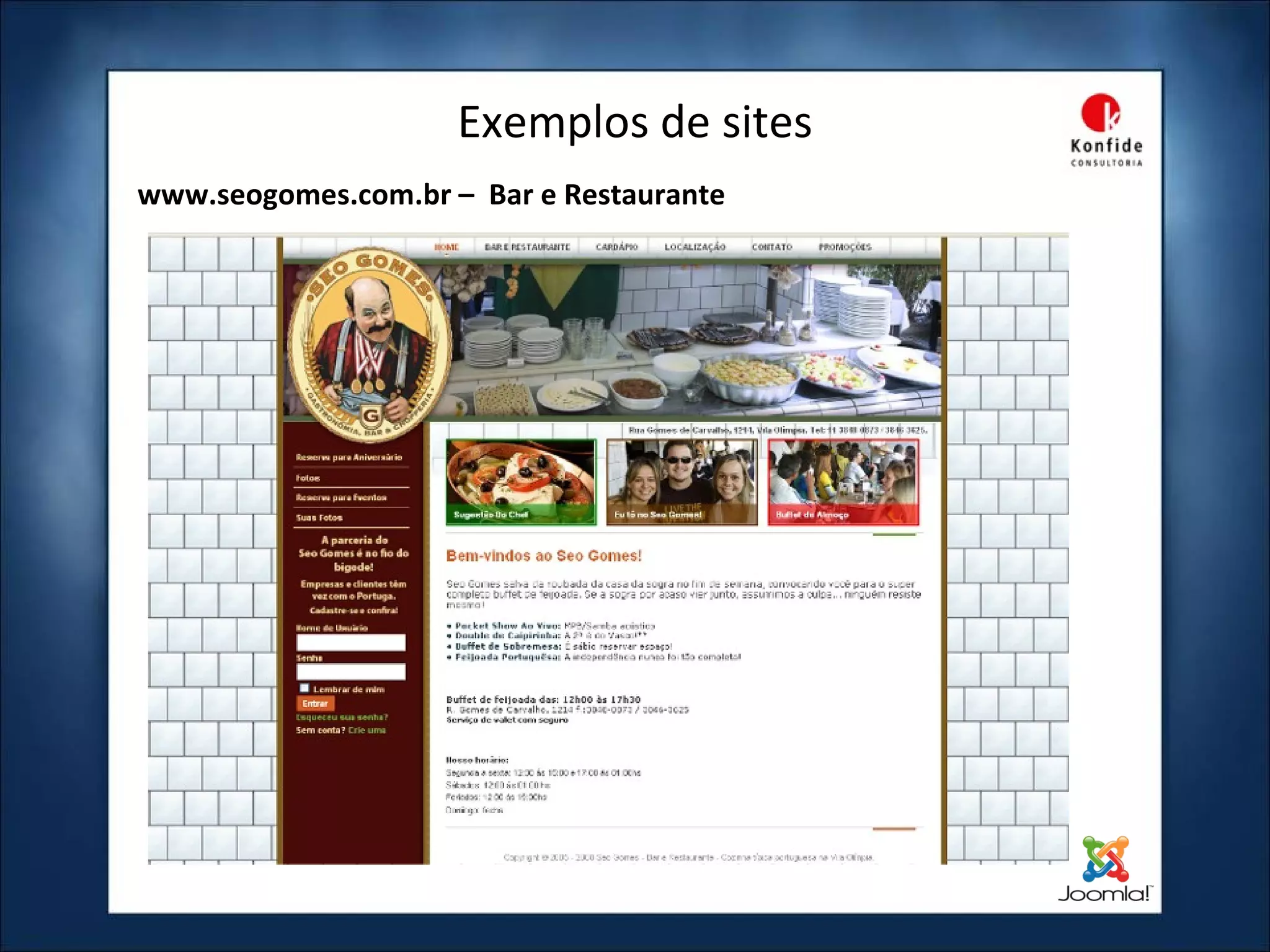 Exemplos de sites www.seogomes.com.br –  Bar e Restaurante 