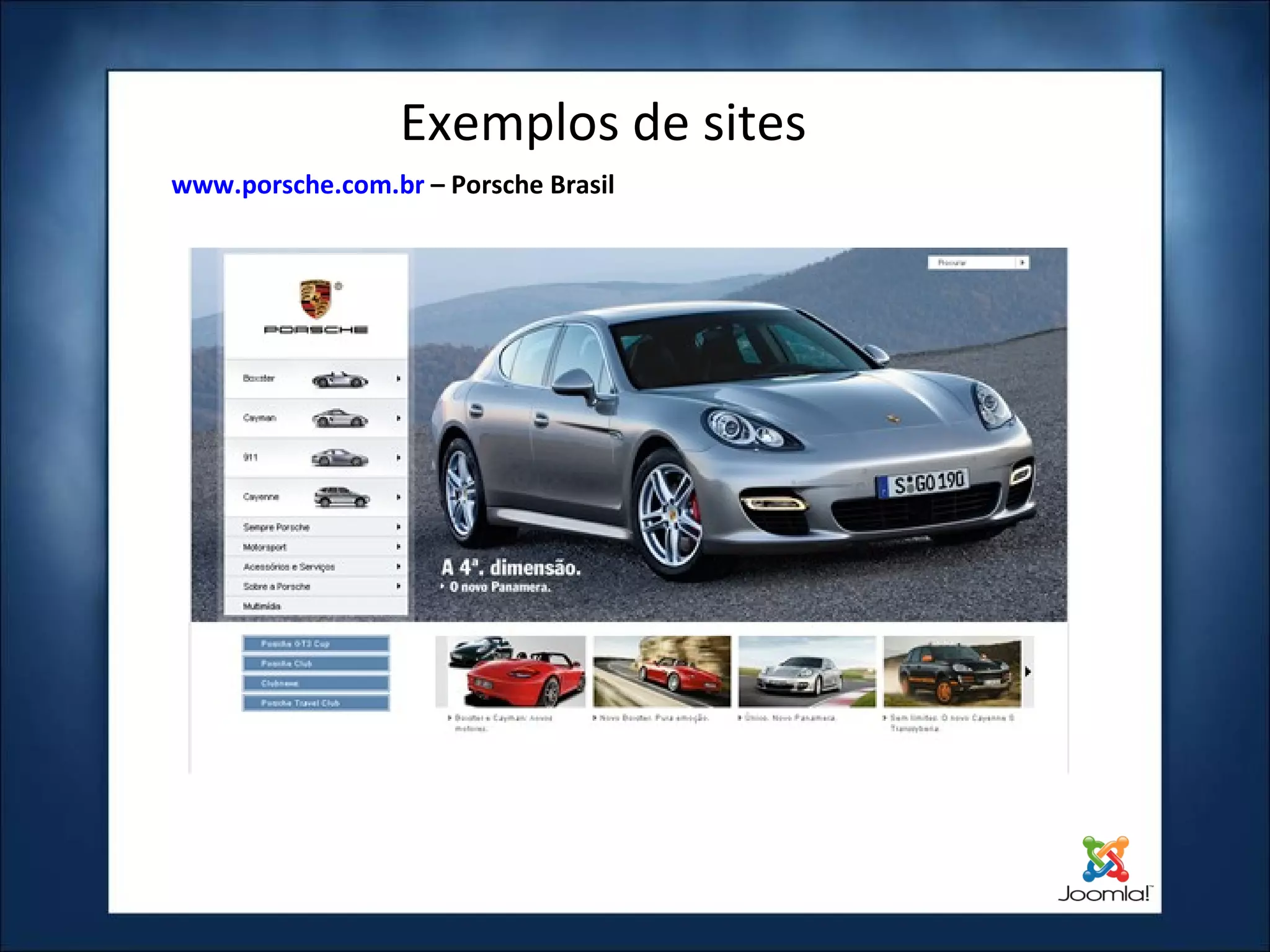 Exemplos de sites www.porsche.com.br  – Porsche Brasil 