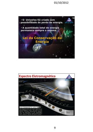 01/10/2012 
9 
17 
Espectro Eletromagnético 
18 
 