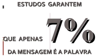 ESTUDOS  GARANTEM  QUE  APENAS  7%   DA MENSAGEM É A PALAVRA  