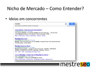 Nicho de Mercado – Como Entender?
• Ideias em concorrentes
 