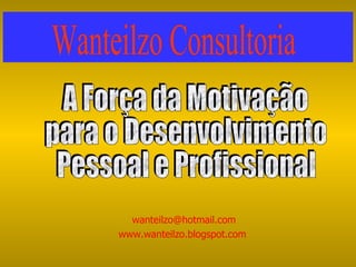 [email_address] www.wanteilzo.blogspot.com  A Força da Motivação para o Desenvolvimento Pessoal e Profissional Wanteilzo Consultoria 