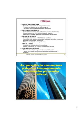 Curso Gestão de Crises e Continuidade de Negócios