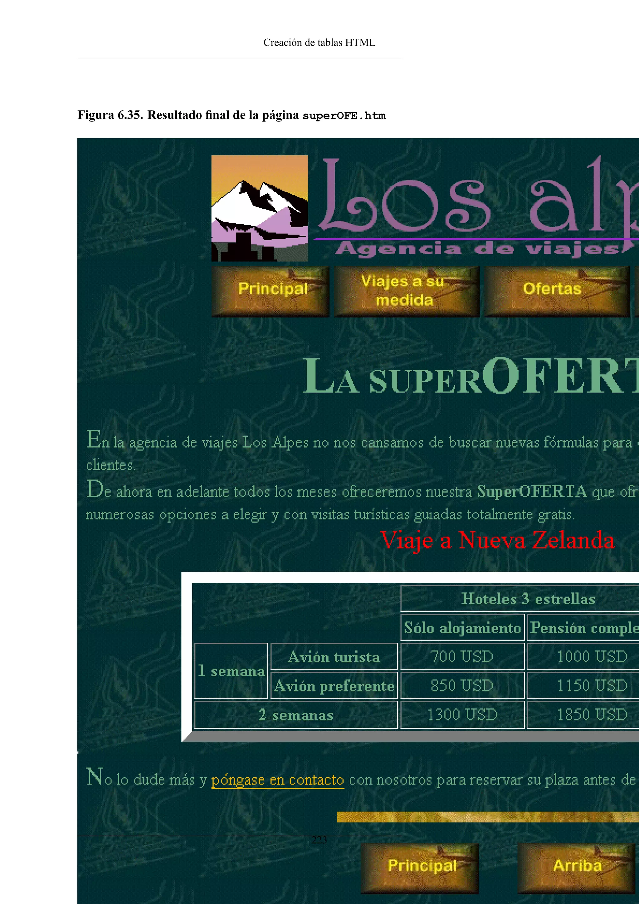 Creación de tablas HTML




Figura 6.35. Resultado ﬁnal de la página superOFE.htm




                                         223
 