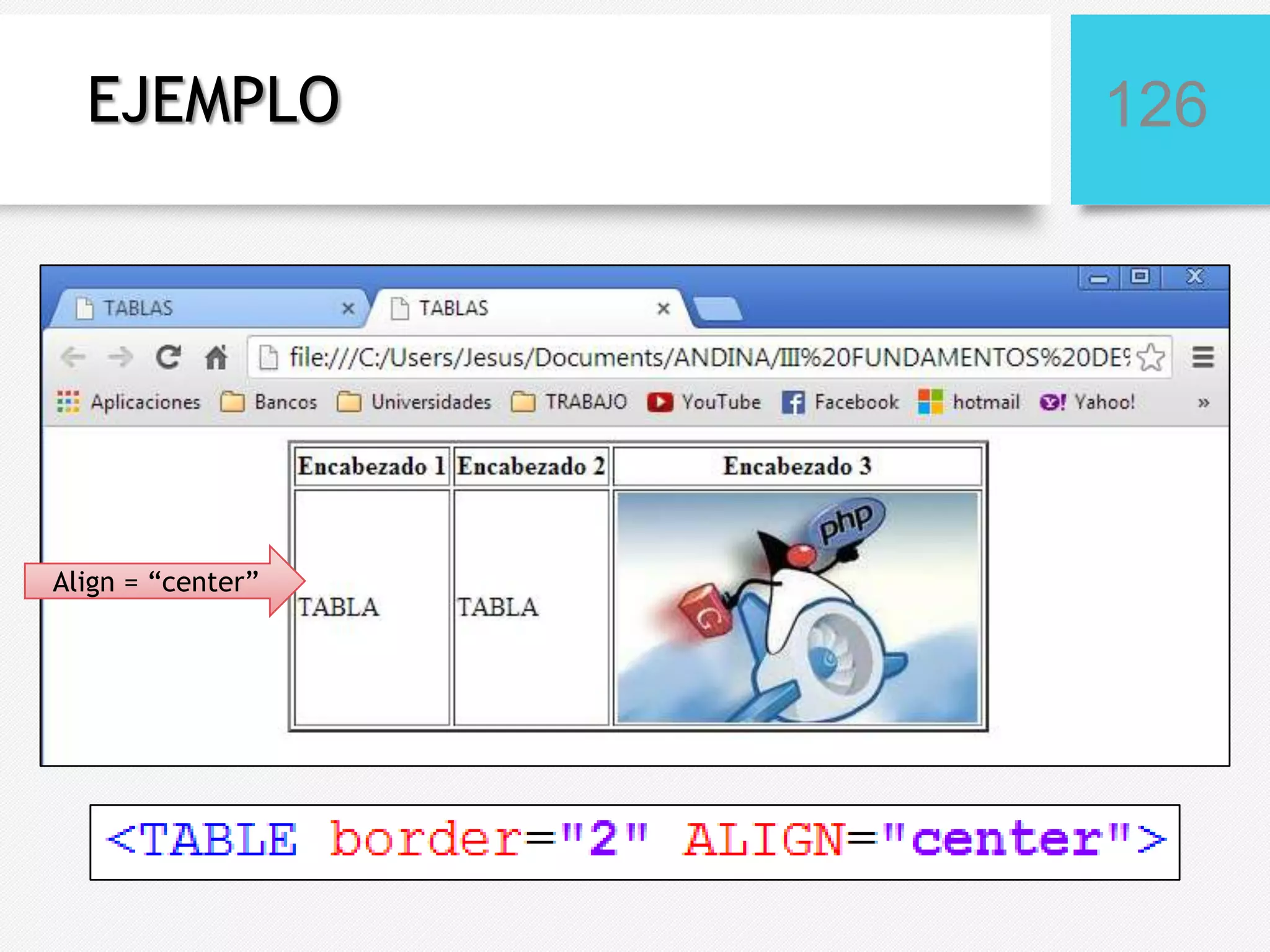 EJEMPLO

Align = “center”

126

 