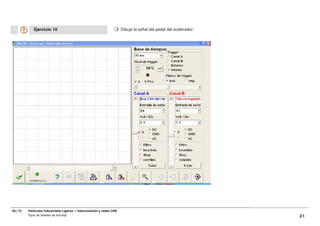 Ejercicio 10                                              Dibuje la señal del pedal del acelerador.




06/10   Vehículos Industriales Ligeros • Interconexión y redes CAN
        Tipos de señales de entrada                                                                              21
 