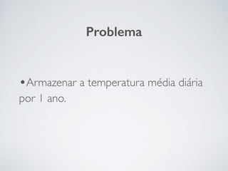 •Armazenar a temperatura média diária
por 1 ano.
Problema
 