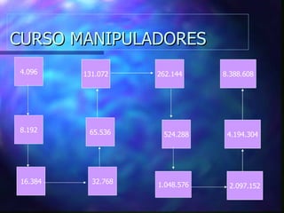CURSO MANIPULADORES 4.096 8.192 16.384 32.768 65.536 131.072 262.144 524.288 1.048.576 2.097.152 4.194.304 8.388.608 