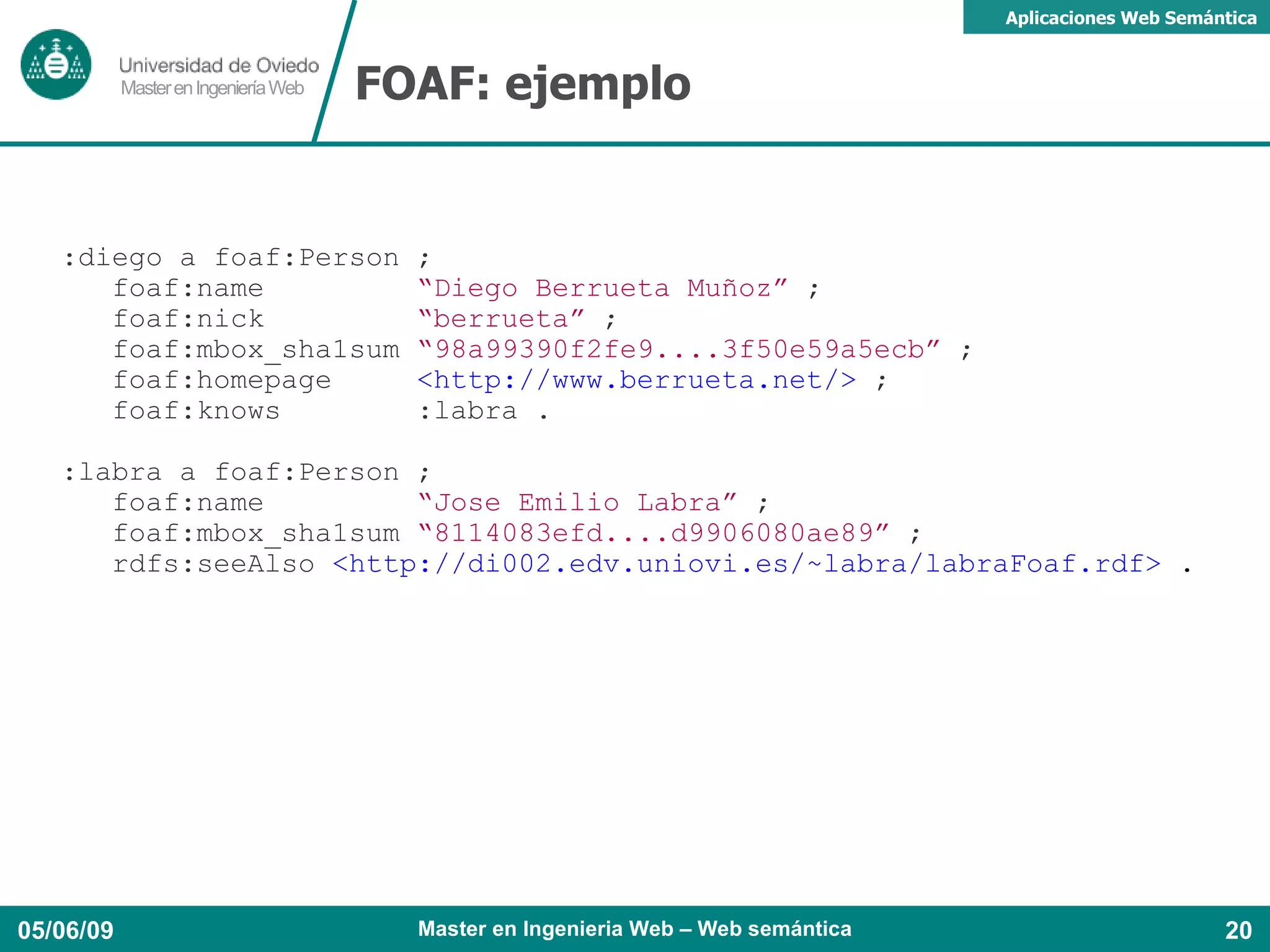 Linked Data La web actual es una web de documentos Los documentos están enlazados entre sí 