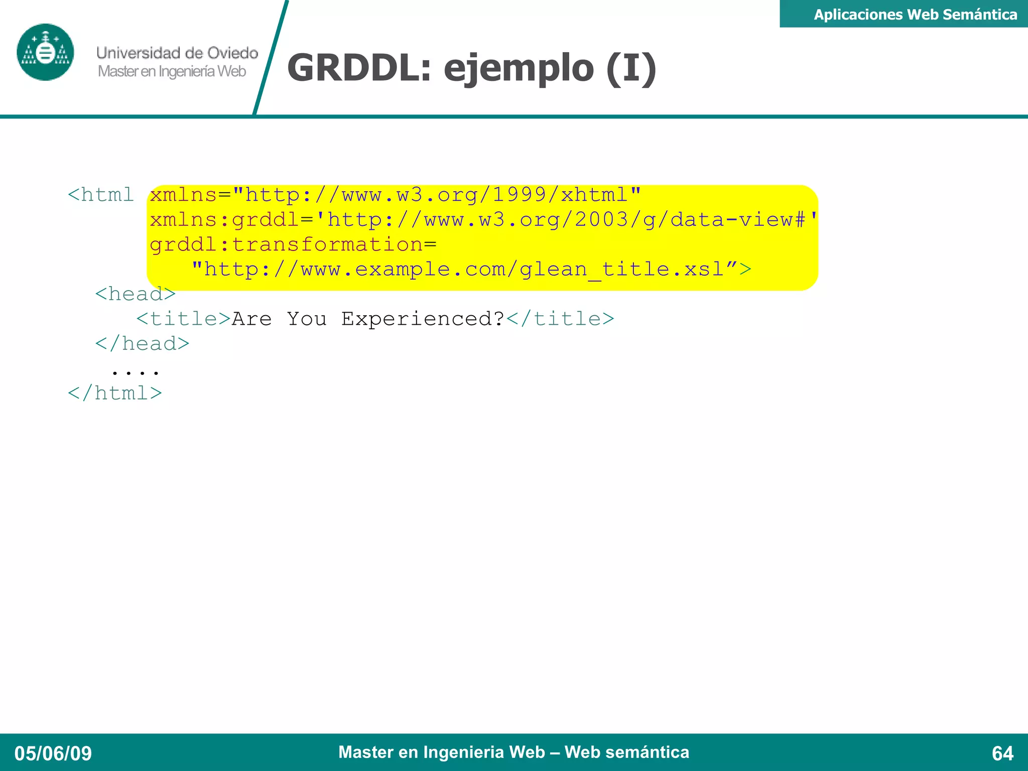 Propiedad inv. funcional / identificador de usuario: mbox (dirección de correo) Para evitar el spam, se suele usar mbox_sha1sum Relaciones entre personas: <foaf:knows> Se identifican mediante el mbox / mbox_sha1sum 