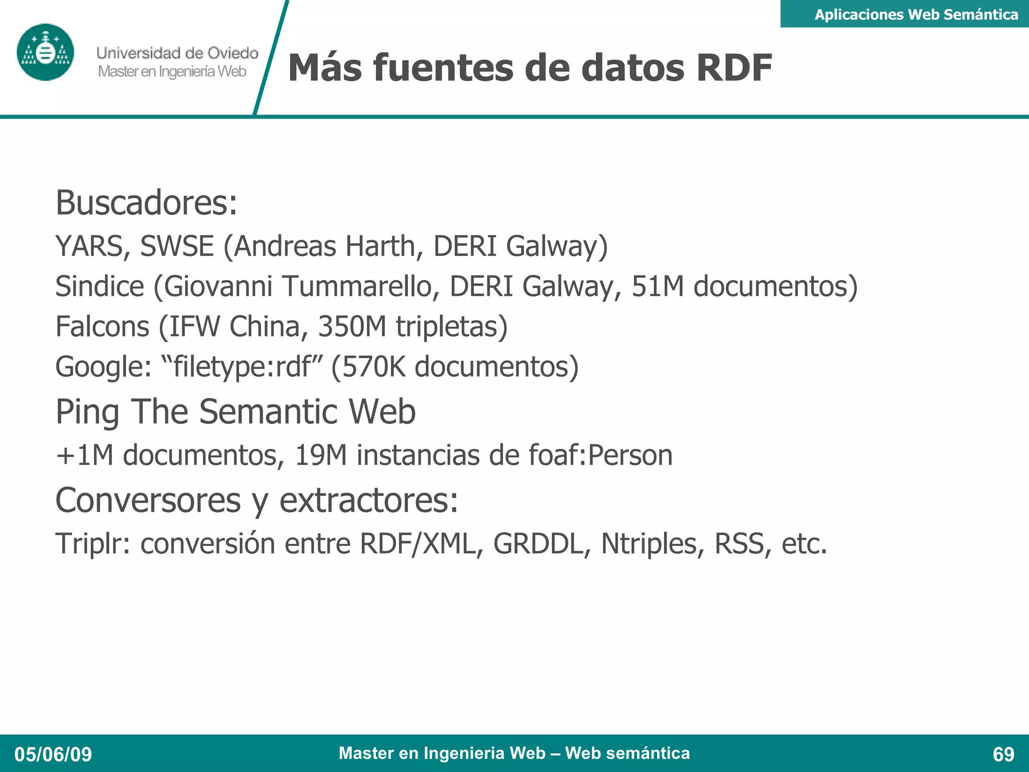 FOAF-nav (Iván Frade) Otros: FOAFbot (bot para redes IRC): <edd> foafbot: picture of edd and yoz 