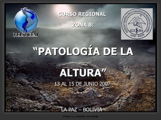 CURSO REGIONAL  ZONA B: “PATOLOGÍA DE LA ALTURA” 13 AL 15 DE JUNIO 2007 LA PAZ – BOLIVIA  