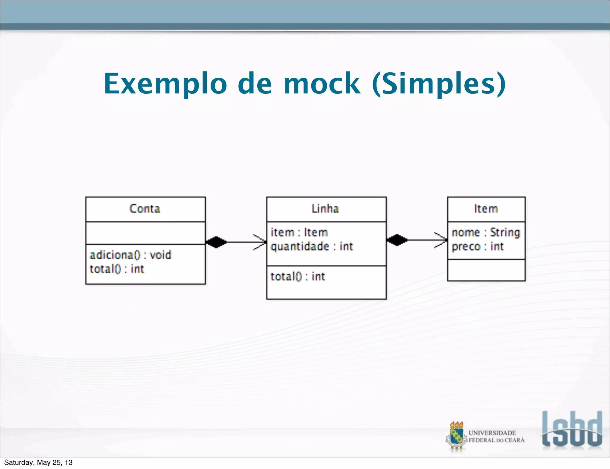 Exemplo de mock (Simples)
Saturday, May 25, 13
 
