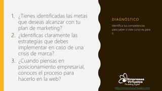 D I AG N Ó S T I CO
1. ¿Tienes identificadas las metas
que deseas alcanzar con tu
plan de marketing?
2. ¿Identificas clara...