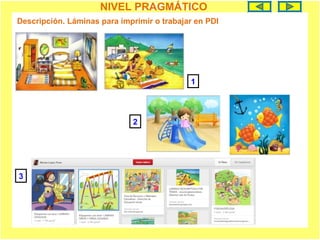 NIVEL SEMÁNTICO
ese ahí
aquel allí
NIVEL PRAGMÁTICO
1
2
3
Descripción. Láminas para imprimir o trabajar en PDI
 