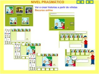 NIVEL SEMÁNTICO
Ver o crear historias a partir de viñetas
Recurso online
NIVEL PRAGMÁTICO
 