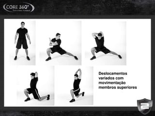 Deslocamentos
variados com
movimentação
membros superiores
 