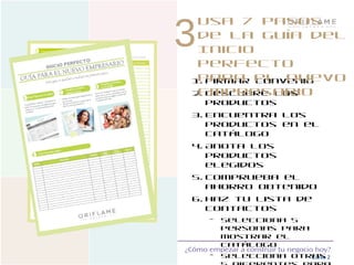 ¿Cómo empezar a construir tu negocio hoy?
Curso 2
3
1. Firmar Convenio
2. Descubre los
productos
3. Encuentra los
productos en el
Catálogo
4. Anota los
productos
elegidos
5. Comprueba el
ahorro obtenido
6. Haz tu Lista de
Contactos
– Selecciona 5
personas para
mostrar el
Catálogo
– Selecciona otras
Usa 7 pasos
de la Guía del
Inicio
Perfecto
para el nuevo
Empresario
 