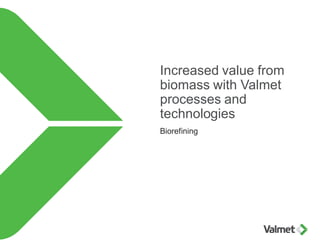 Increased value from
biomass with Valmet
processes and
technologies
Biorefining

 