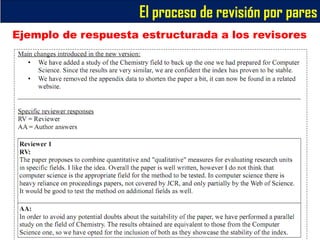 Ejemplo de respuesta estructurada a los revisores
El proceso de revisión por pares
 